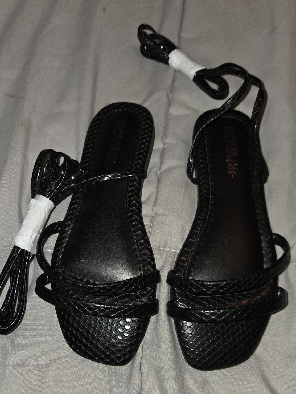 Fashion Nova Black Braided Lace-Up Women's Sandals